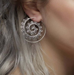 Lotus Spiral Gear Earrings