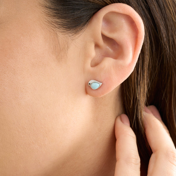 Vintage Larimar Birdie Studs