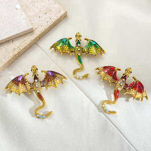 Retro Colored Glazed Dragon Mouth Brooch