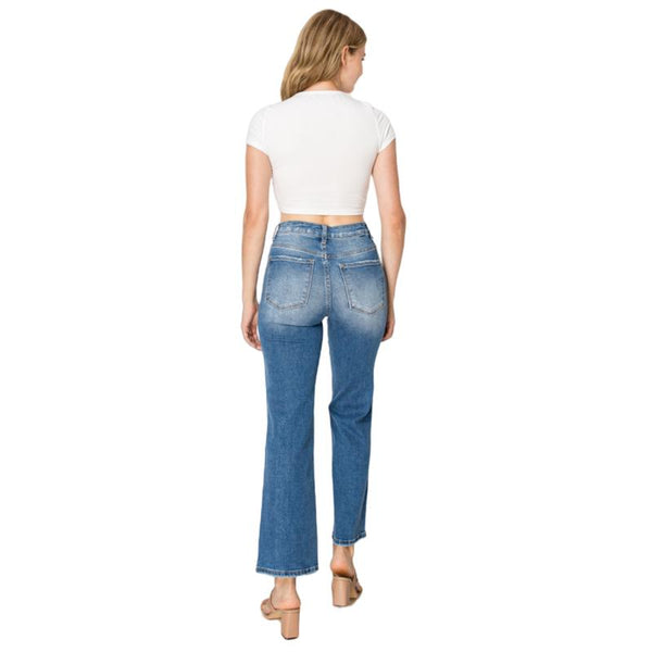 Women's Raw Edge high Waist Denim Trouser Straight Leg Jeans  OST023