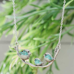 Vintage Handmade Triple Sand Birdie Branch Necklace