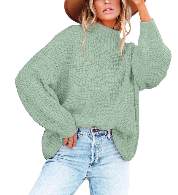 Mock Neck Solid Knit Sweater