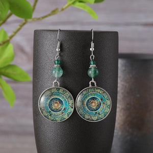 Ethnic Style Dream Catcher Net Long Pendant Earrings