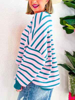 Lovelet Striped Contrast Long Sleeve Sweatshirt