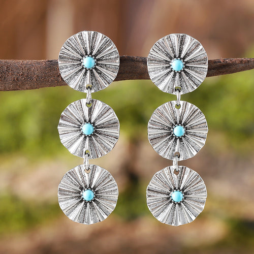 Vintage Sunflower Turquoise Earrings