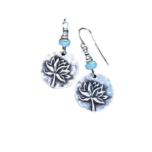 Turquoise Plant Lotus Pendant Earrings