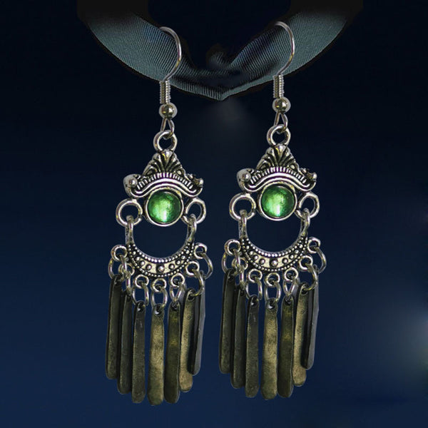 Vintage metal fringe hanging earrings