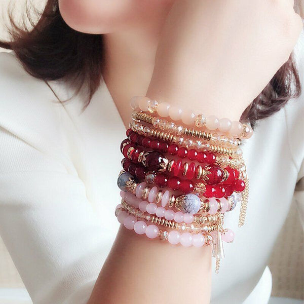 Exotic Crystal Layered Beaded Boho Bracelet