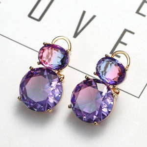 Purple oval earrings