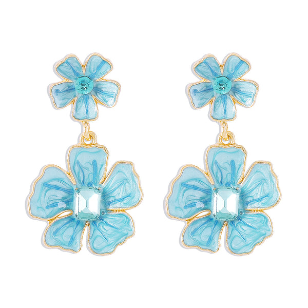 Flower Oil Dropping Earrings