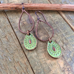 Simple Green Pendant Earrings