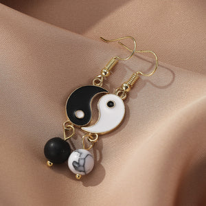 Black and white Tai Chi Bagua earrings