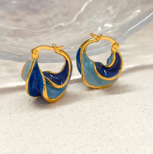 Vintage Handpainted Blue Earrings