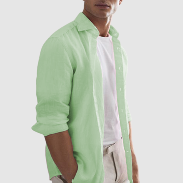 Men's Cotton Linen Casual Long Sleeve Shirt