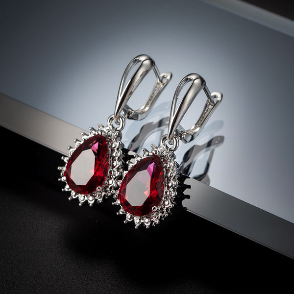 Rose Red Zircon Earrings