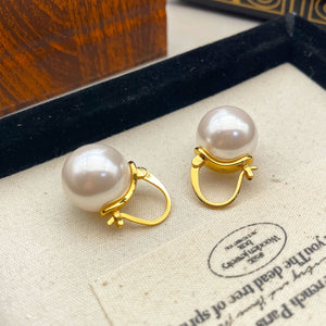 Vintage red pearl elegant earrings for women