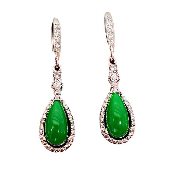 Natural Jadeite Green  Earrings