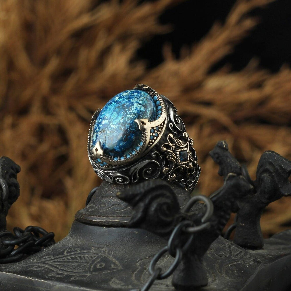 Blue Gemstone Floral Ring