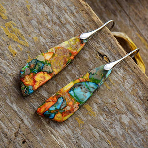 Natural stone pendant earrings