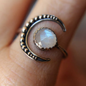 Faceted Moonstone Adjustable Ring