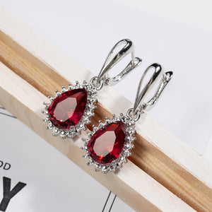 Rose Red Zircon Earrings