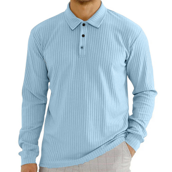 Men's Spring Knit Lapel Polo Neck Long Sleeve Shirts