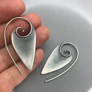 Vintage Silver Spiral Pointed Earrings