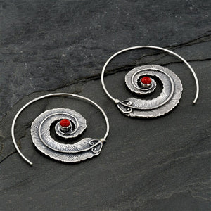 Spiral Feather Alloy Earrings