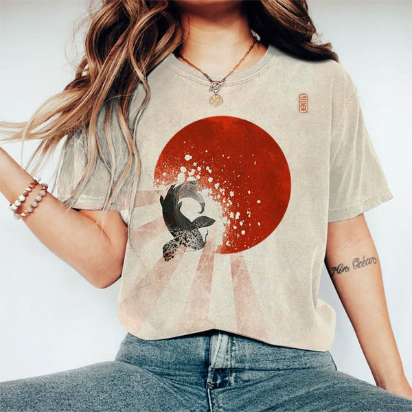 Japanese Koi Sun Printed T-shirt