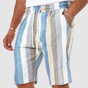 Men's Vacation Striped Cotton Linen Shorts