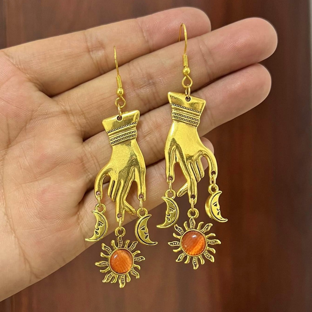 Sun Moon Hand Earrings