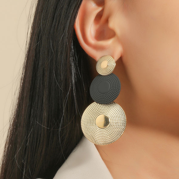 Personalized Embossed Circle Vintage Earrings