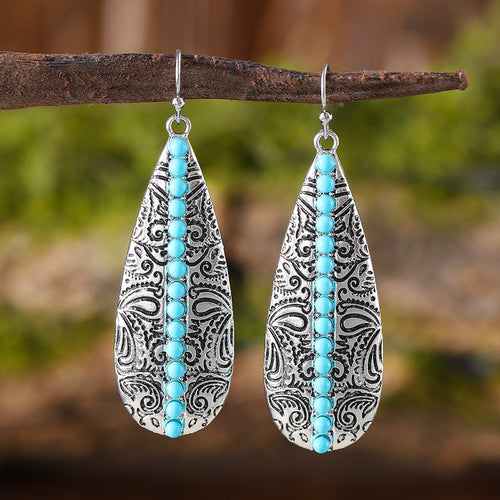 Retro Turquoise Water Drop Earrings