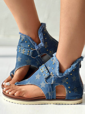 Star Print Studded Sandals