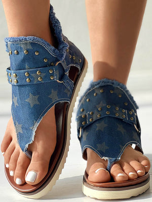 Star Print Studded Sandals