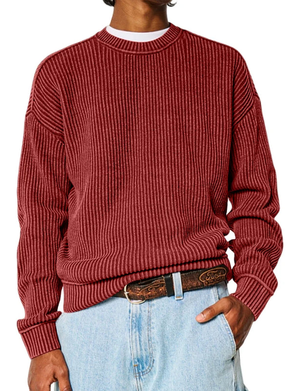 Men's Everyday Versatile Solid Color Basic Crew Neck Sweatershirt