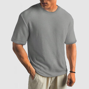 Men's Casual Knit Textured Breathable Crew Neck T-Shirt