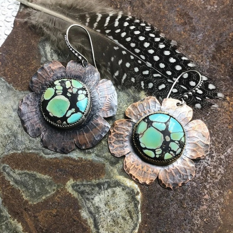 Vintage green petal earrings