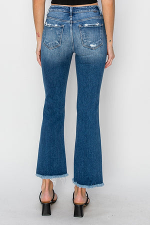 Full Size Frayed Step Hem Straight Jeans