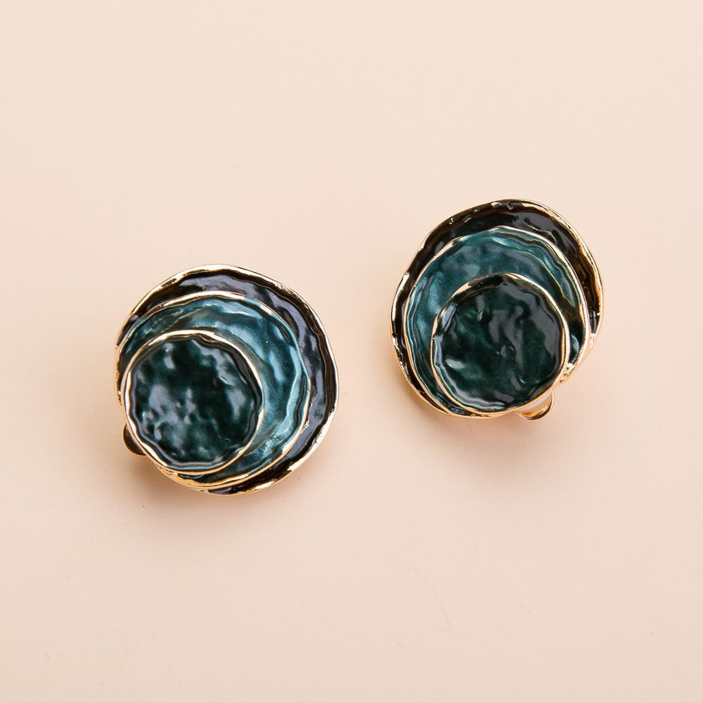 Vintage Handpainted Multi Layered Rounded Earrings