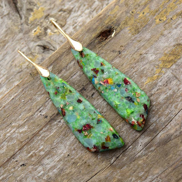 Natural stone pendant earrings