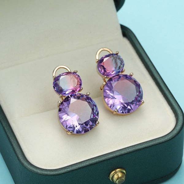 Purple oval earrings