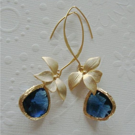 Flower Inlaid Gemstone Earrings