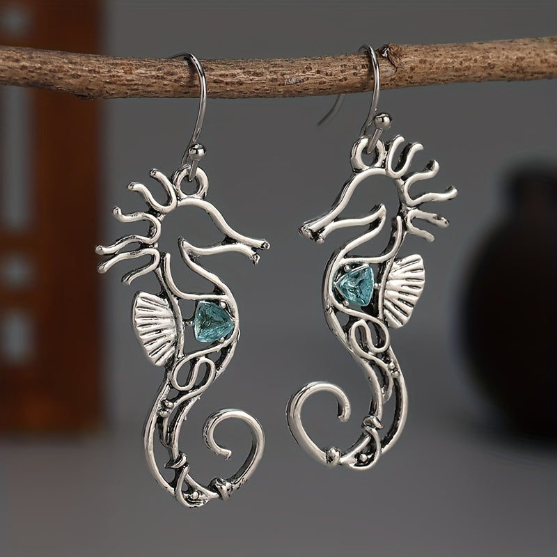 Vintage Seahorse Sapphire Earrings