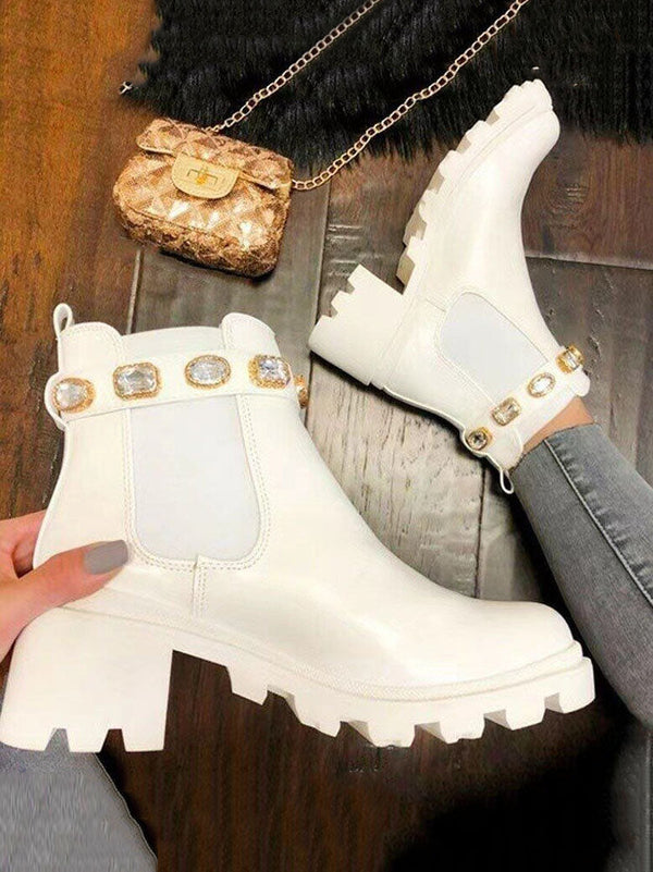 Tie Dye Rhinestone Decor Ankle Boots