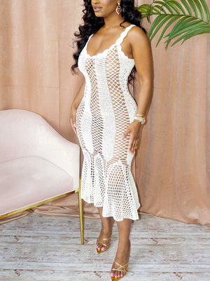 Hollow Cover-Up Crochet Beach Dress