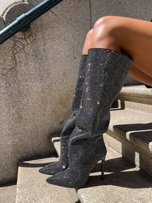 Crystal-Embellished Suede Boots