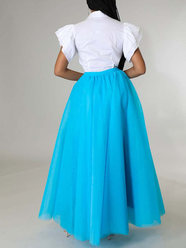 High Waist Solid Color Skirt