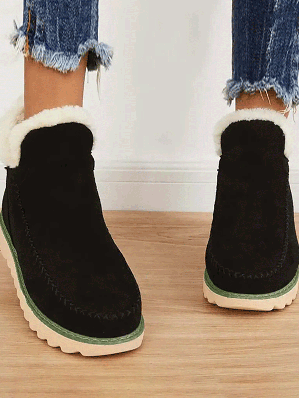 Solid Fur Ankle Snow Boots