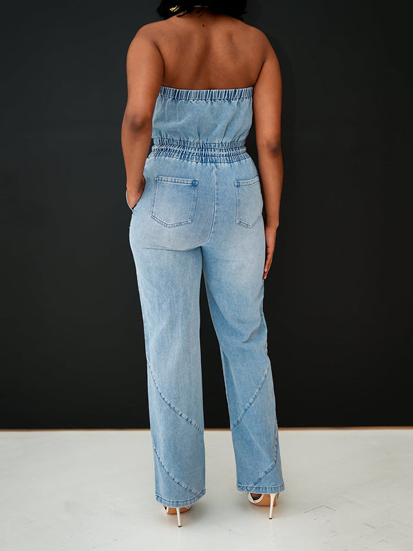 Tube Denim Jumpsuit